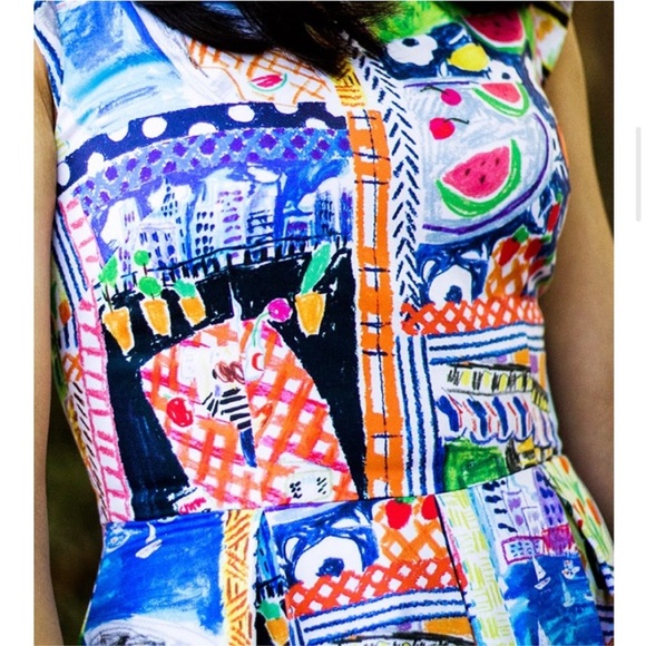 NWT Kate Spade Mariella Picnic Pleat Midi Dress European Summer Watermelon Bike - Picture 3 of 8